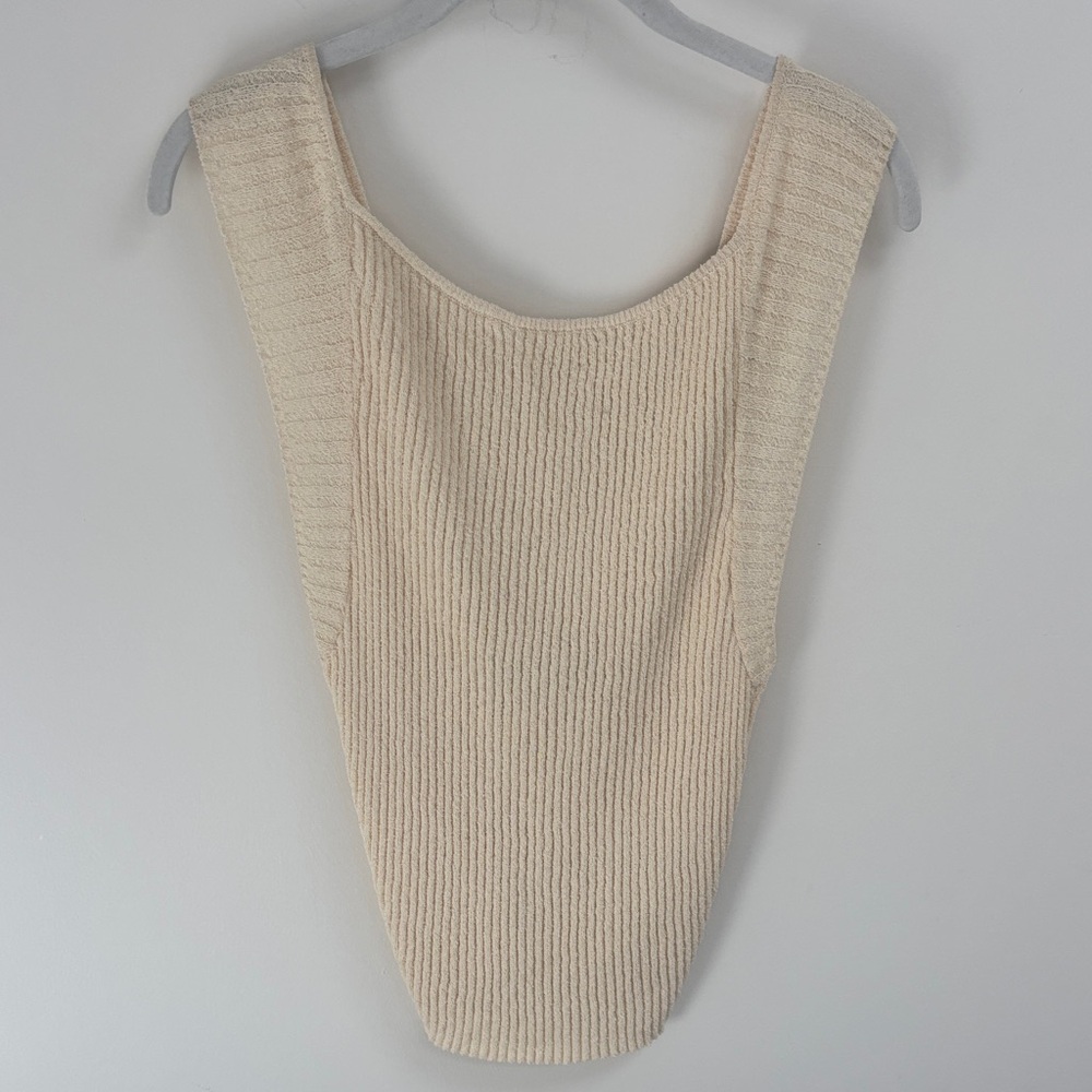 Open back cream sweater tank - S